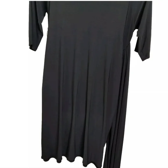 IGIGI Solid Black Stretchy Faux Wrap Dress Formal Cocktail Plus Size 18/20 - Picture 8 of 14